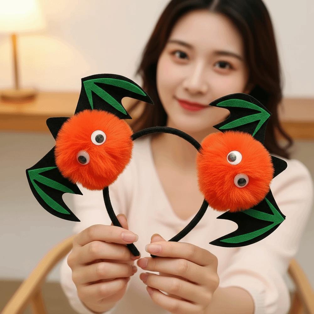 Fluffy Plush Bat Hairbands Elastic Pumpkin Hair Hoop Festive Hairpieces Spooky Headwear  Parade
