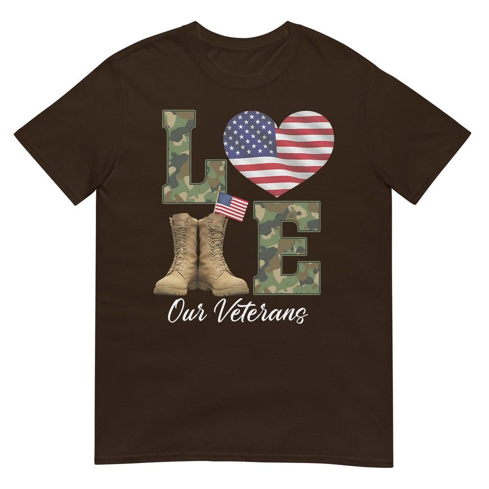 Love Our Veterans Day Proud Military American Flag Thank You TShirt