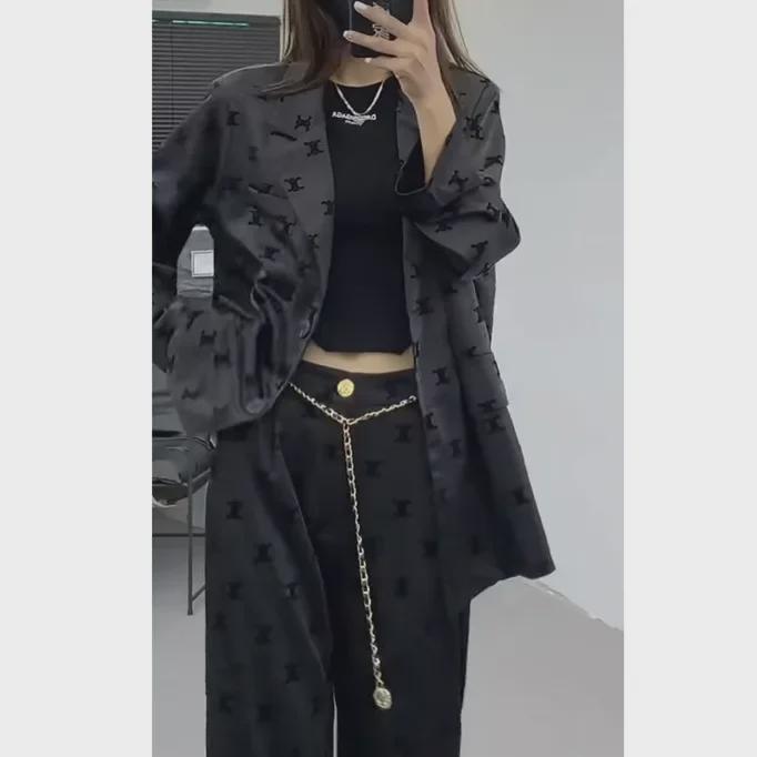 2023 Trendige Flockdruck-Freizeitjacke für Frühling & Herbst