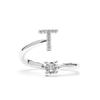 Ring - LUXENTER - Alphabet - Letter T - Adjustable Size - Rhodium Plated