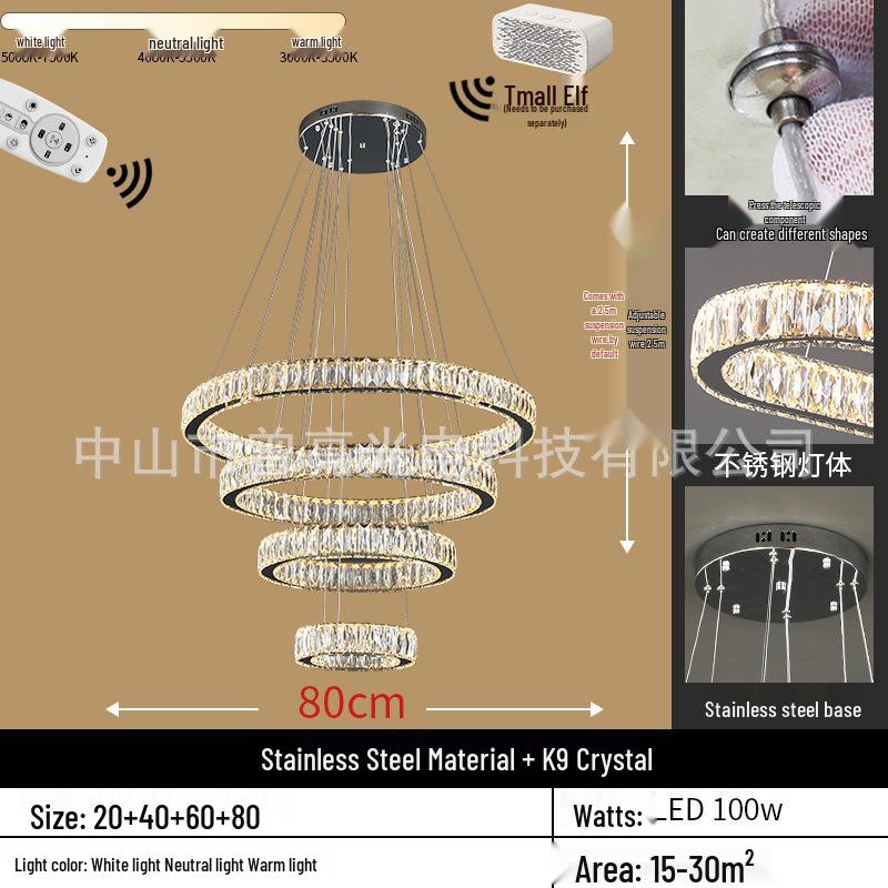 Modern Crystal Chandelier - Round Pendant Light for Dining & Living Rooms