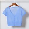 Outerwear Jerseys Summer Cardigan Women Cropped Blouses Korean Fashion Style Cute V-neck Women's Coat Black Bolero Woman Basic