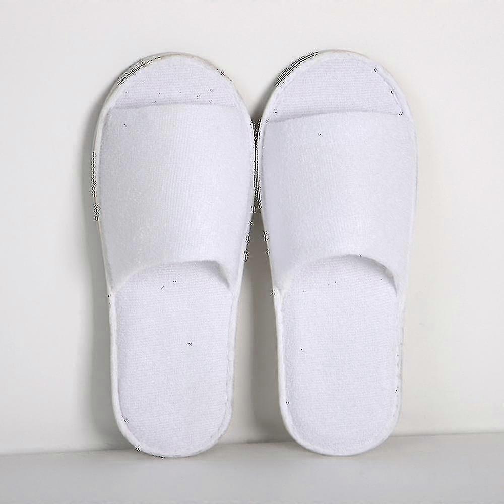 10 Pairs Disposable White Spa Hotel Guest Slippers
