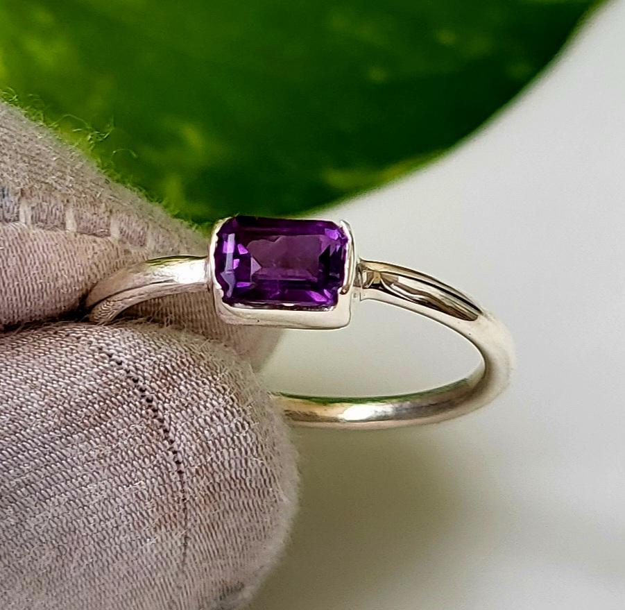 Purple Amethyst Natural Gemstone 925 Sterling Silver Ring 7.5 US A123 Gift Ring