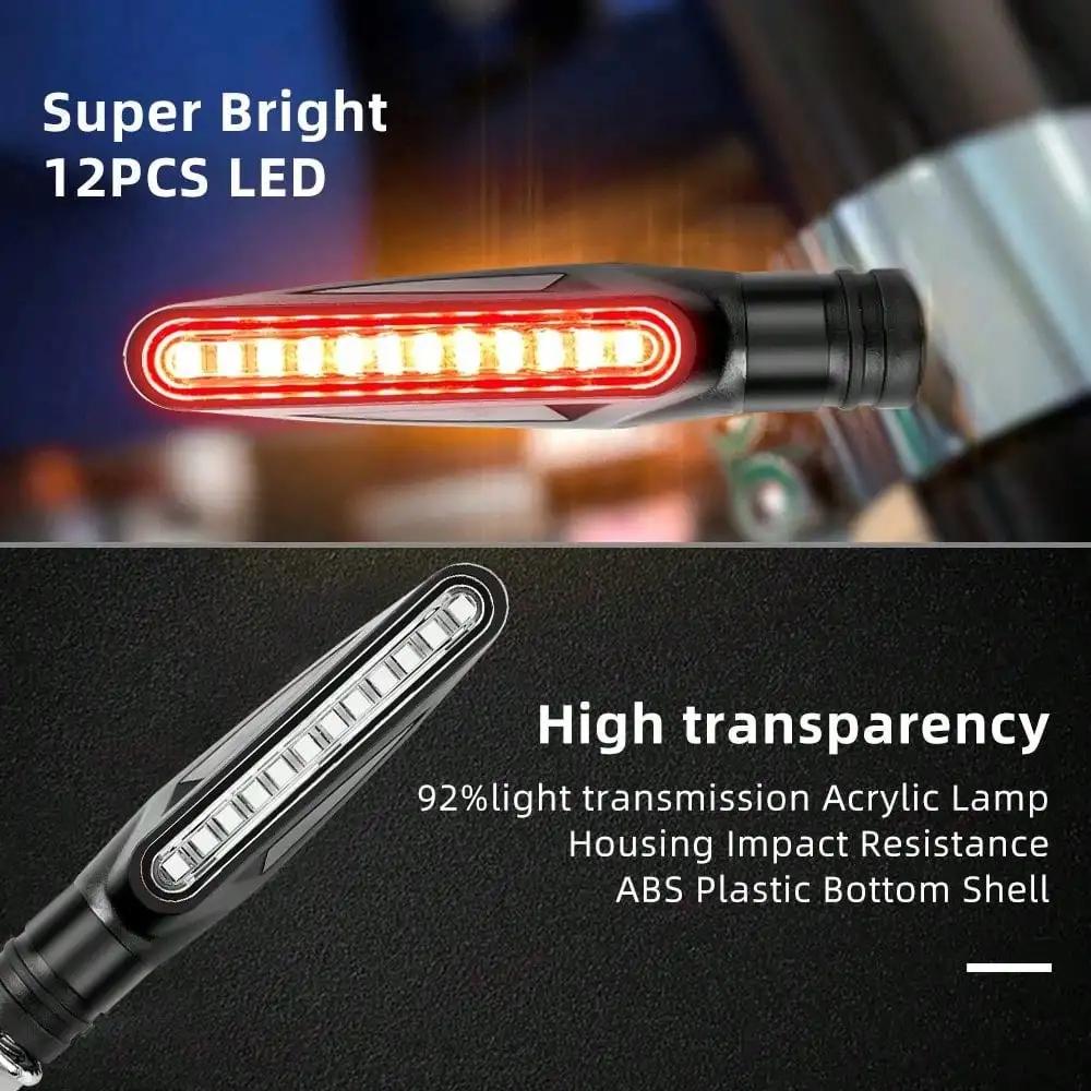2PCS Universal LED Motorcycle Turn Signal Lights - 12V IP68 Waterproof Amber Flashers for Rear Lamps (Bike Accessories)