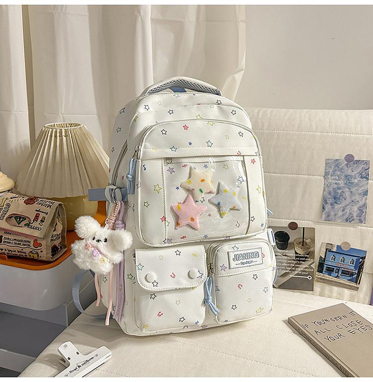 Schoolbag Japanese ins new high-value schoolbag, sweet star bar pain bag, lightweight and versatile backpack for junior high school students