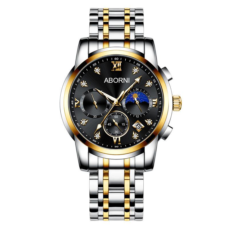 Yaboni Men'S Watch Multifunctional Three-Eye Six-Pin Business Watch Calendar Waterproof Luminous Men'S Watch
