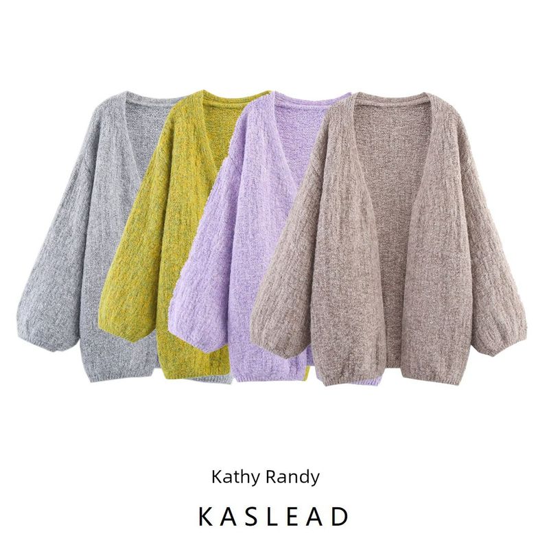 Kaslead New Women clothes Western Style Fashion Loose All-Match No Buckle Knitted Outerwear