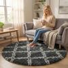 Dywan okrągły do salonu shaggy DECOR antypoślizgowy miękki puszysty 120x120 Grey Lantern
