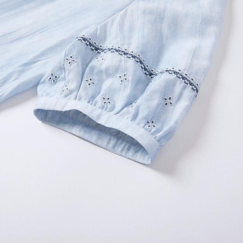 Xiangying Women's Embroidered Lightweight Two-Piece Skirt Set