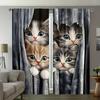 Artistic cat-printed curtains are suitable for bedrooms and living rooms   home decoration   and Christmas