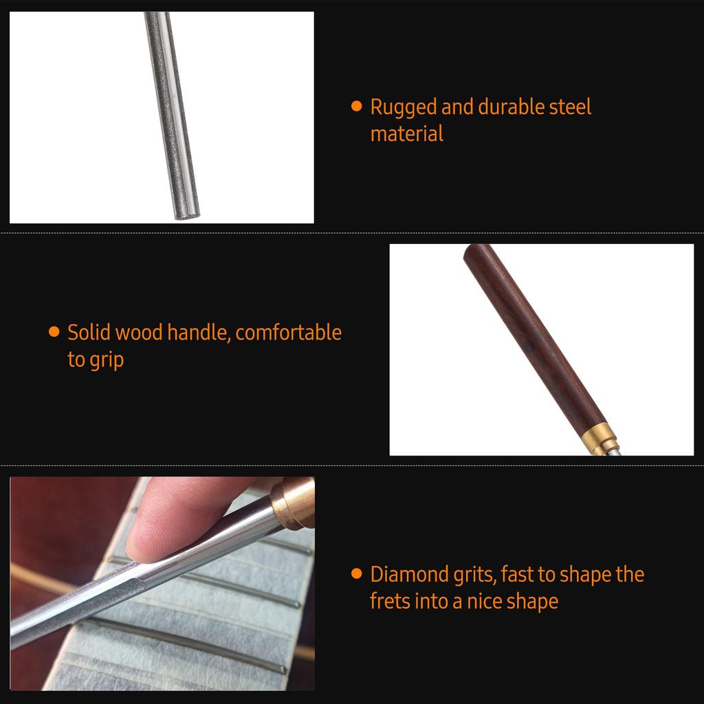 Baroque Guitar Fret Crowning File Fret Repairing Tools with 4 Size Edges Narrow Medium Wide Notch Edges and Flat Edges