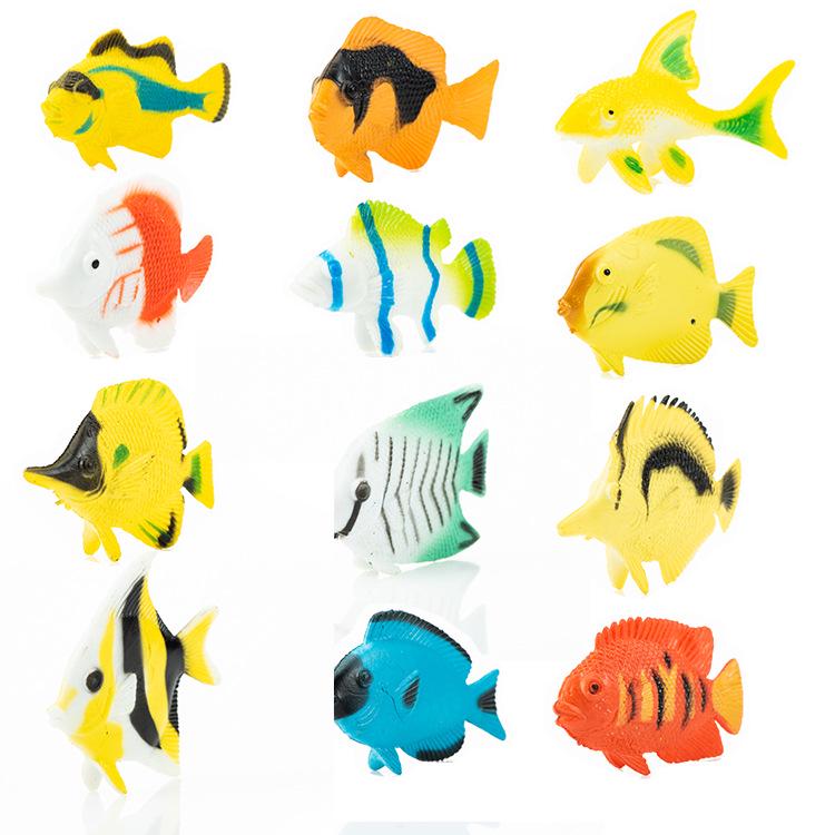 Underwater Animal Ornaments Set: Frog & Goldfish Simulation Toys for Children