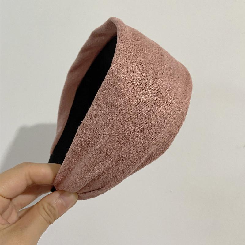 

Модная женская очень широкая замшевая кожаная повязка на голову Элегантная однотонная простая повязка для волос Нескользящий обруч для головы Тюрбан Простые аксессуары для волос