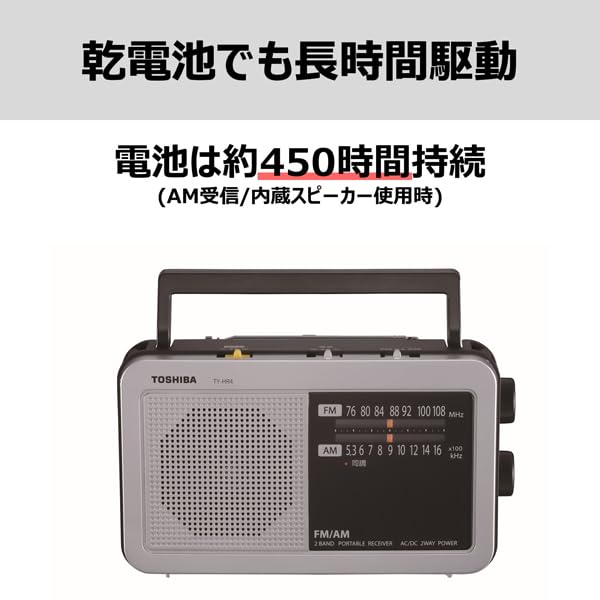 Toshiba Heimradio TY-HR4(S) mit LED-Licht, langlebigem Akku, Skalenanzeige, Abstimmleuchte und Schultergurt