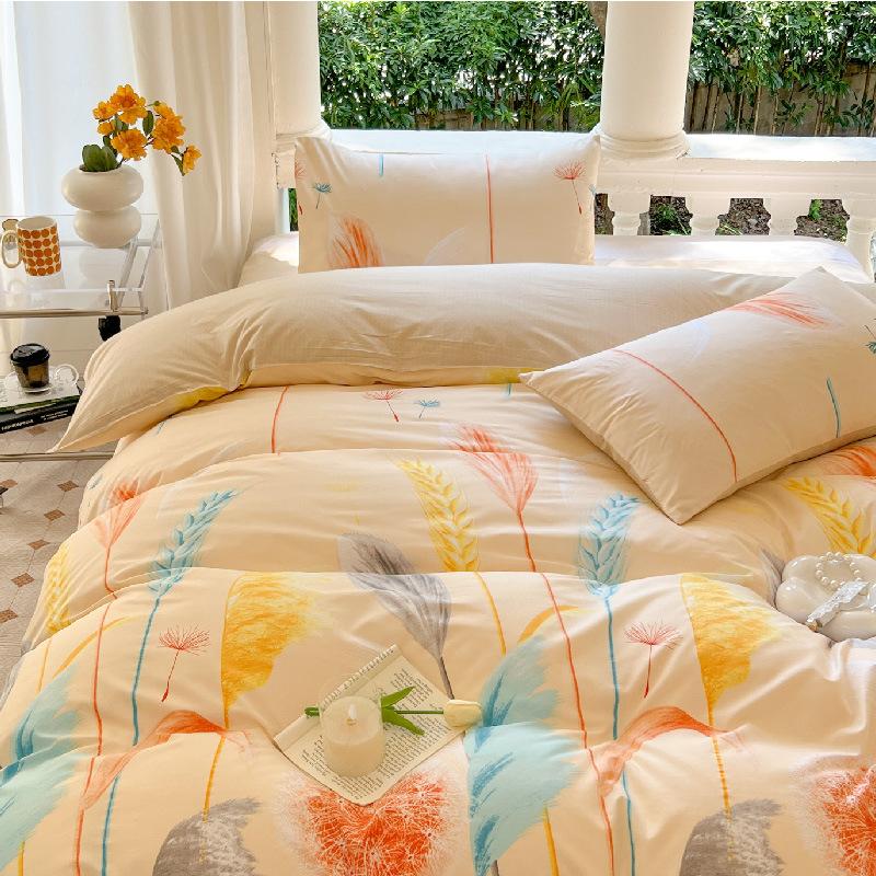 Bed Sheet Quilt Cover Pure Cotton Comfortable Small Fresh Bedding Bed Sheet Quilt Cover Pillowcase
