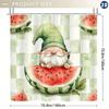 1 Stück Skurriler Gartenzwerg Wassermelone Duschvorhang, Strapazierfähiges Polyester, Leicht zu Reinigen, Grün & Weiß Kariert