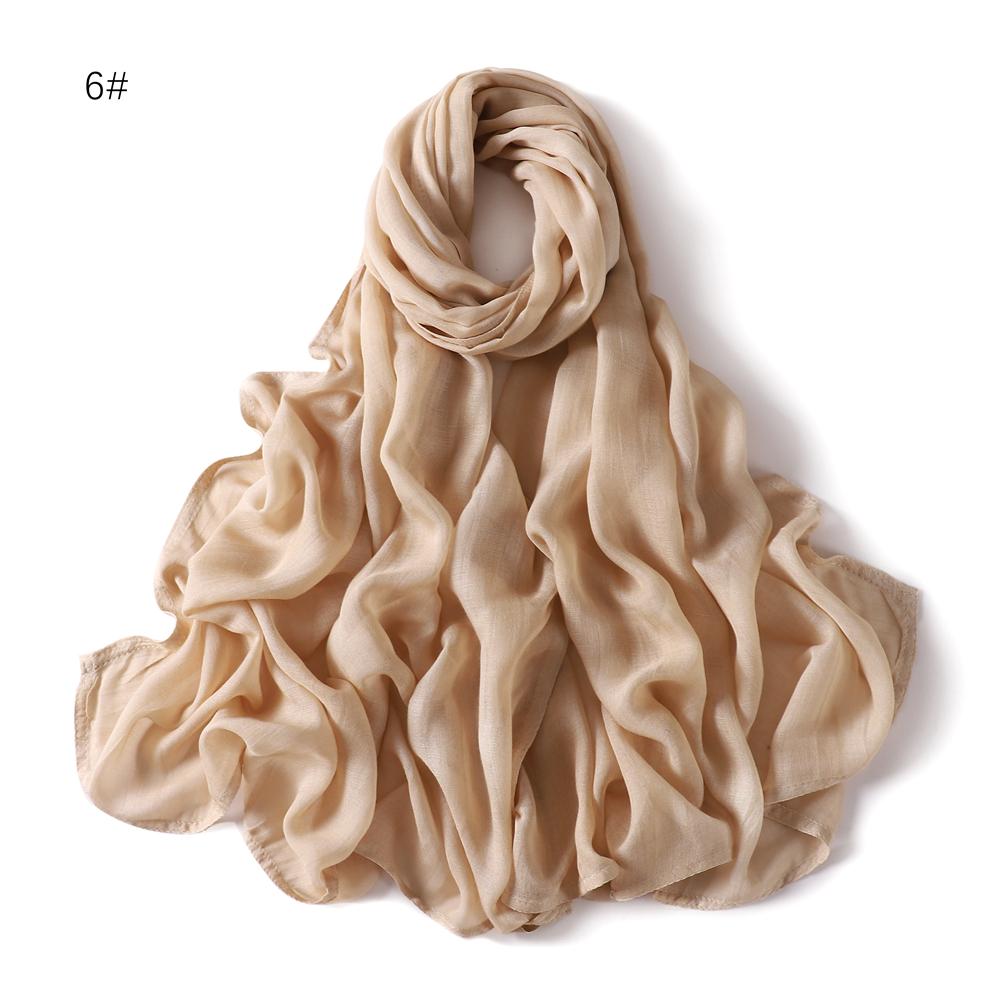 100% Viscose Double Stitches Edge Scarf Hijab Femme Solid Color Long Shawl Muslim Foulard Headscarf Pashmina