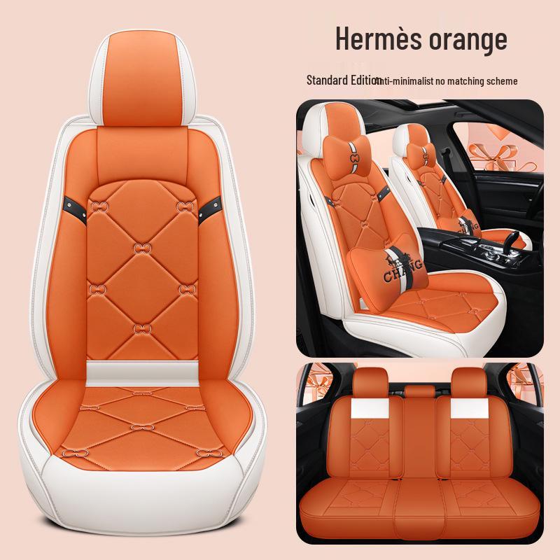 New All-Season Full Leather Cartoon Car Seat Cushion Cover