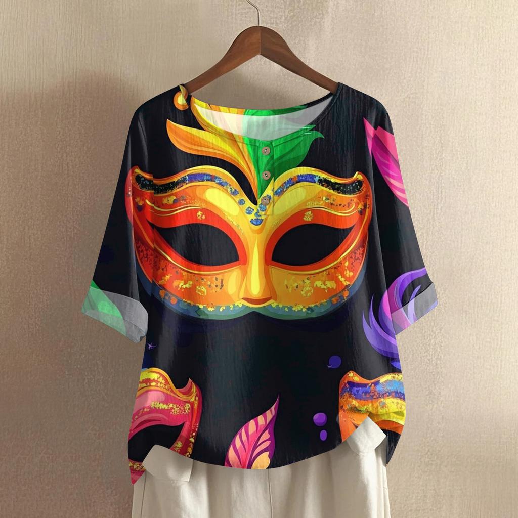 Damska Modna I Codzienna Koszula Z Krótkim Rękawem Z Okrągłym Dekoltem Bawełniana I Lniana Bluzka Top