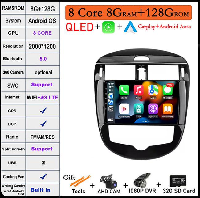 Carplay For Nissan Pulsar 6 NB17 2014 -2018 Android 14 Auto Car Radio GPS Navigation Video Player Head Unit BT