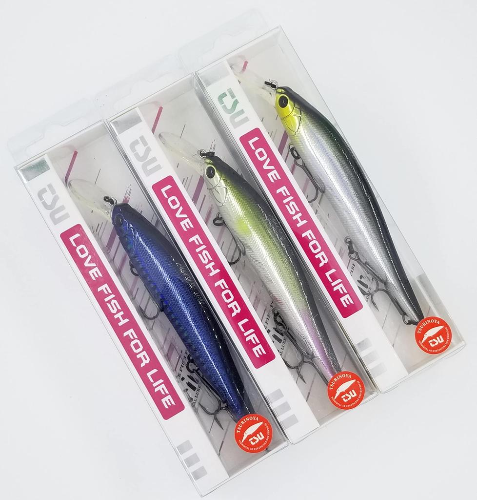 TSURINOYA 115SP Suspending Sea Bass Lure Magnum Lip Size 115mm Jerking Method 80 Series Minnow X 17.2g (3-Color Set-AEJ)
