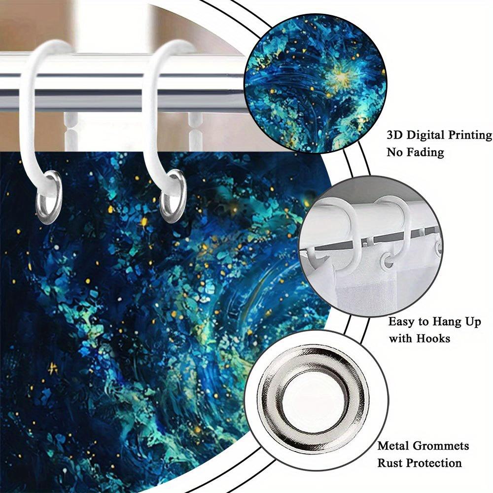 Starry Night Tree House Print Waterproof Shower Curtain For Bathroom, Dreamy Landscape Design High-End Toilet Partition Curtain