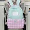 Plaid Backpack Junior High School Student Schoolbag Plaid Large Capacity Backpack