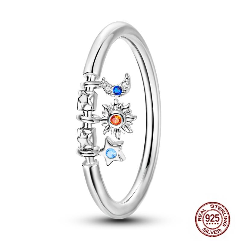 Luminous Firefly 925 Silver Ring Sparkling Rainbow Color Heart Wishbone Flower Original Rings For Women Wedding Jewelry