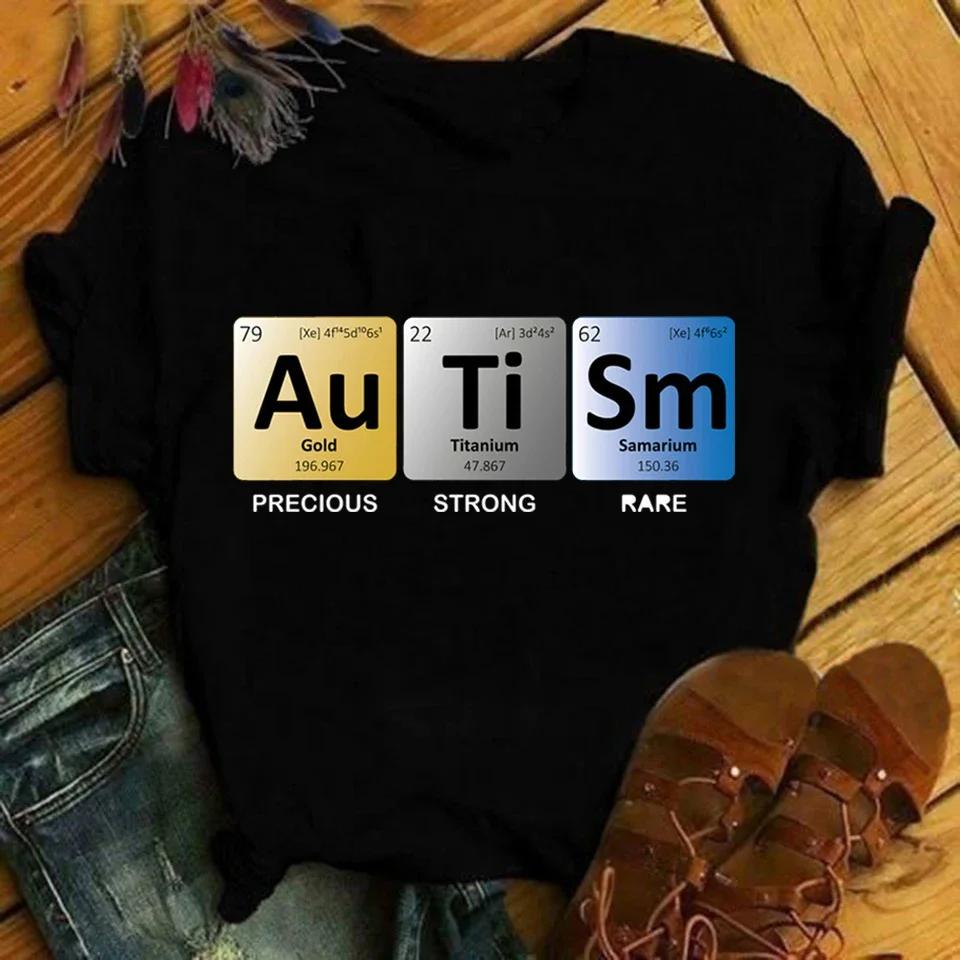 T-shirts med tryck för autismmedvetenhet Dam Sommarkläder T-shirt Harajuku Grafisk T-shirt Casual Camisetas Toppar för Damer Blusar Mujer