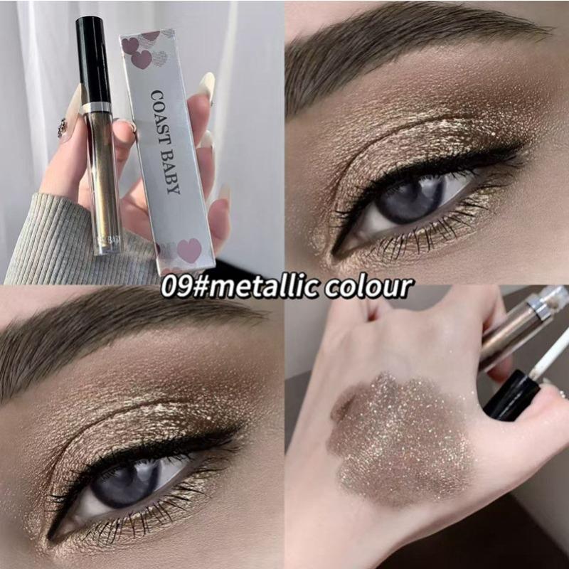 Maquillaje de Sombras de Ojos Líquidas Perladas de 12 Colores Natural Ahumado Plateado Brillante Diamante con Purpurina Sombras Impermeables Duraderas Maquillaje para Ojos