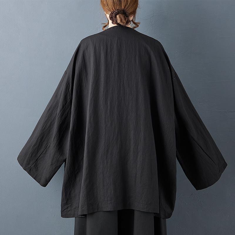 DIMANAF 2025 Plus Size Autumn Winter Women Plus Size Coat Long Sleeve Jackets Casual Loose Outerwear Black