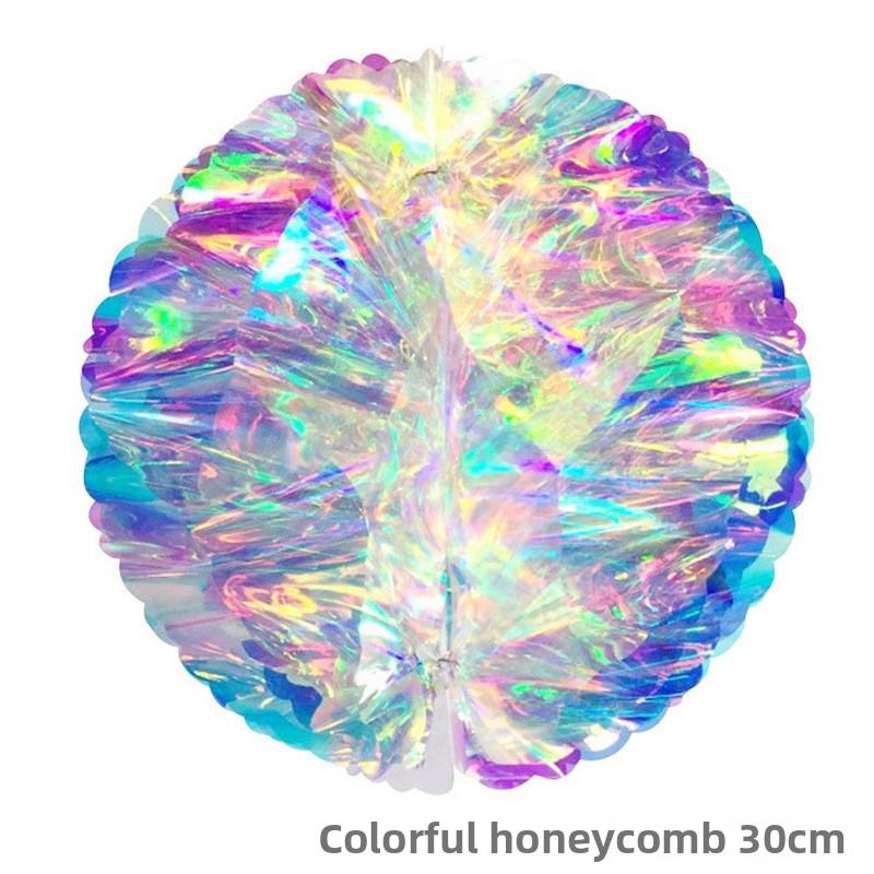 Fantasy Snowflake Honeycomb Ball Hanging Ice and Snow Christmas Tree Pendant Colorful Christmas Spring Festival Decoration Party