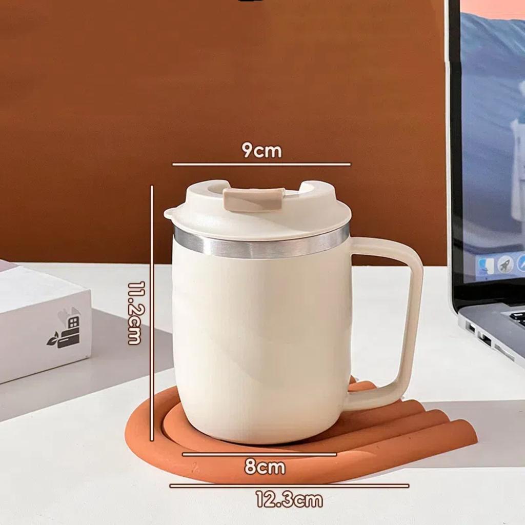 480ml Hrnček na kávu z nerezovej ocele 304 s rukoväťou proti popáleniu, Izolovaný dvojstenný pohár na pitie, Opakovane použiteľný nápojový riad