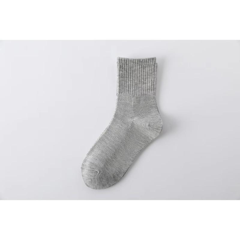 1Pair Children's Socks Spring Summer Thin Mesh Breathable Boys Girls Middle Tube Cotton Socks Black White Grey Student Sports Socks