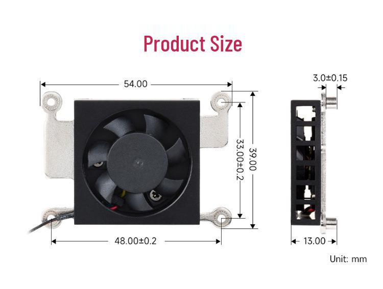 Raspberry Pi CM5 Quiet 3007 Heatsink Fan, 5V PWM, Low Power & Noise, with Thermal Pad.