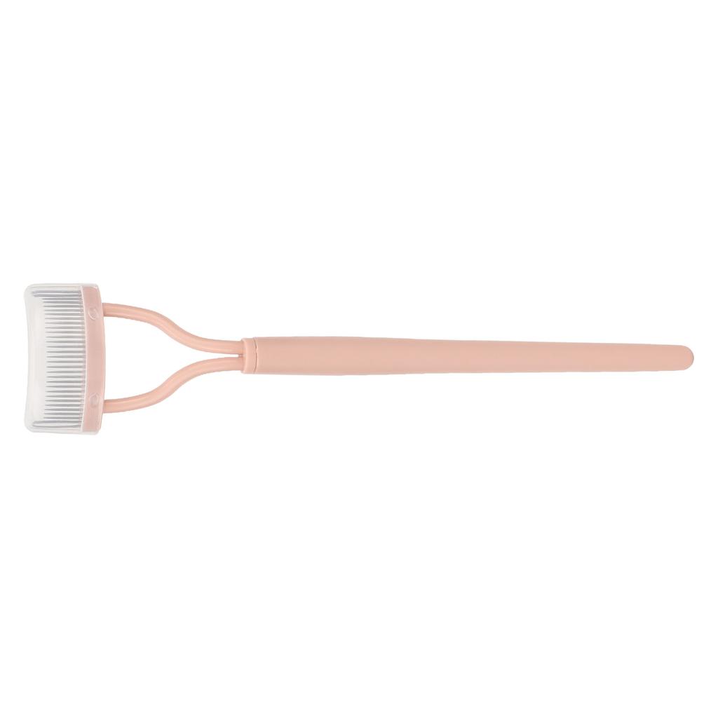 Eyelash Comb Arc Stainless Steel Teeth Eyelash Separator Mascara Applicator Tool with Comb Cover Pink Straight Handle