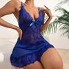 Women's Sexy Bow Babydoll Nightdress Sleepwear with G String Chemise V Neck Sheer Mesh