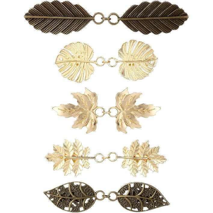 5 Pcs Sweater Clips to Hold Sweater Together Cinching Clips Vintage Dress Clip Shawl Clip Pant Waist Tightener for Women s Shawl Shirt Dress (Gold)