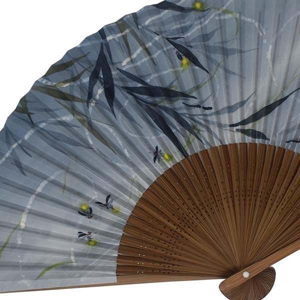 Kimono Folding Bamboo Firefly Karaki 22cm [Stylish Iroha] Kyoto-style Fan, Design, Wood, Men's,