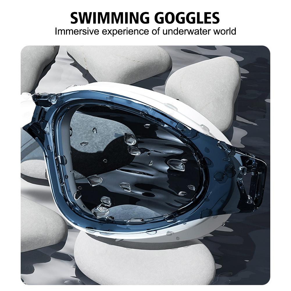Adjustable Swimming Goggles Adults Big Frame With Earplugs Swim Glasses Men Women Professional HD Anti-fog Silicone Goggles