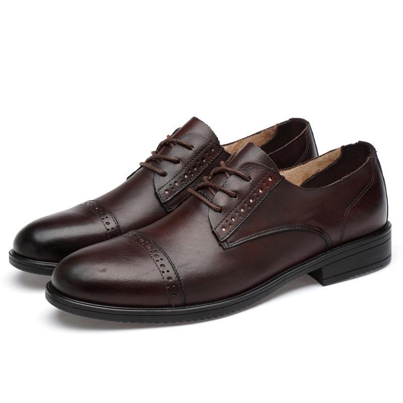 Men's Cross-Border Leather Formal Shoes - Soft Sole, Casual, Lace-up, Top Layer Cowhide, New Style