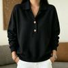Women's Casual Pullover Sweatshirt with Lapel Collar, Long Sleeve, Loose Fit, Multi-Color