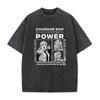 Anime Chainsaw Man Power Print Tee Men Women Plus Size Tshirts Manga Washed Cotton T Shirt Harajuku Unisex Comfortable Tshirt