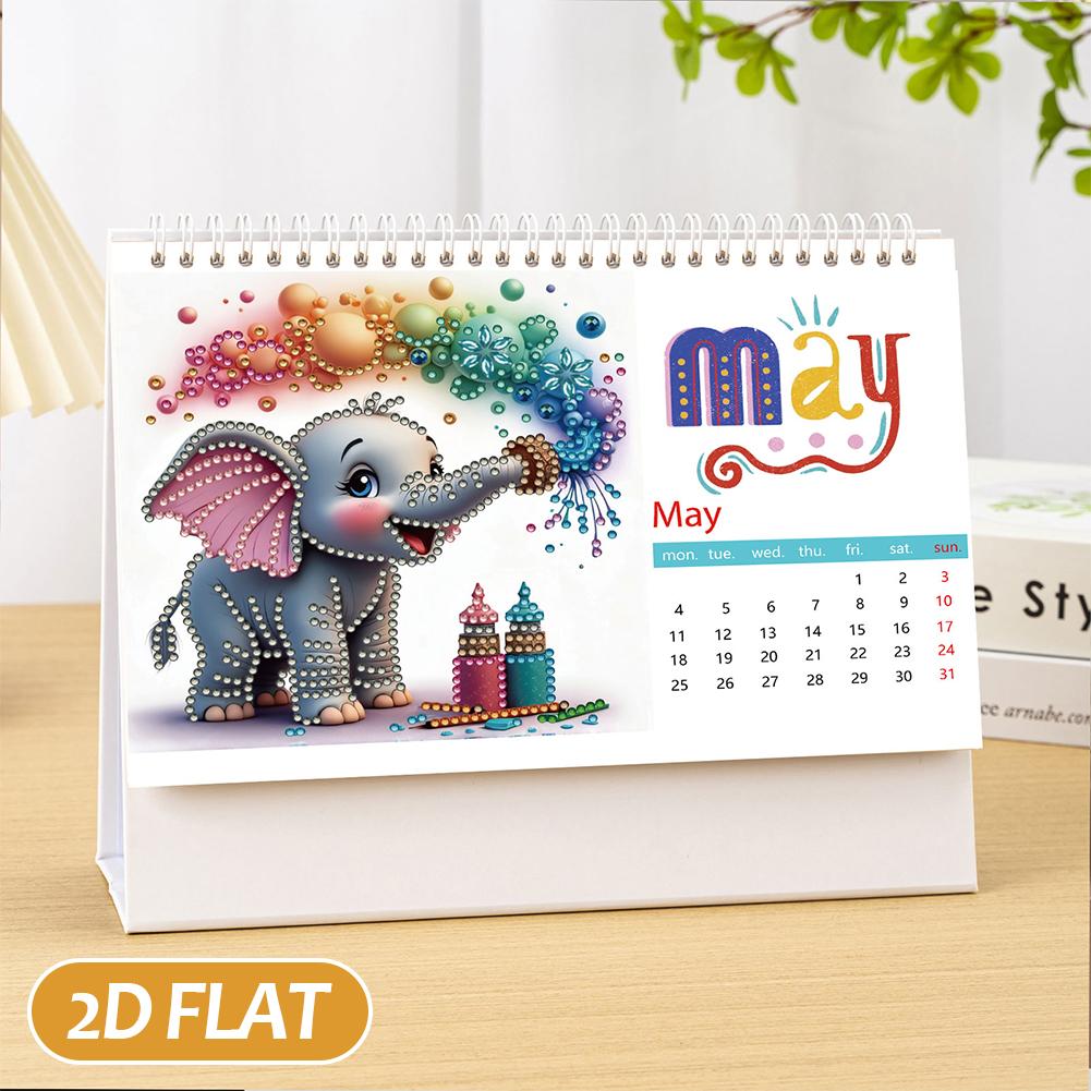 5D/DIY Calendar Diamond Art Paper Desk Calendar Multi-Purpose Crystal Painting Desk Calendars Kit for Wedding Birthday Holiday