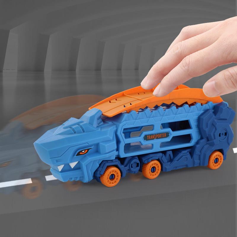 Mini Dinosaur Hauler Track Toy Transport Morphed Track Ejection Model Car Gift for Kid Boy
