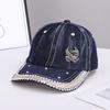 Fashion new handmade rhinestone baseball cap women's European and American fashion diamond-encrusted denim sunshade cap
