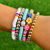 Holiday Soft Pottery Beaded Color Bracelet Set, Bohemian Flower Simple Bracelet