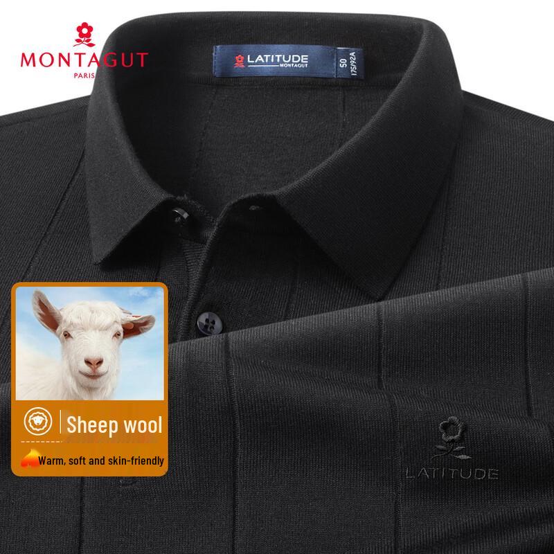 MONTAGUT Men s Wool Blend Long-Sleeve Knit Polo Shirt 52