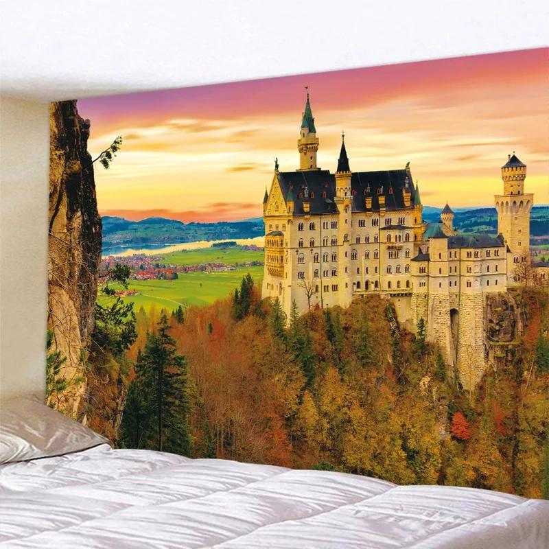Living Room Bedroom Tapestry Dream Scene Forest Castle Pattern Fashion Home Decoration Tapestry